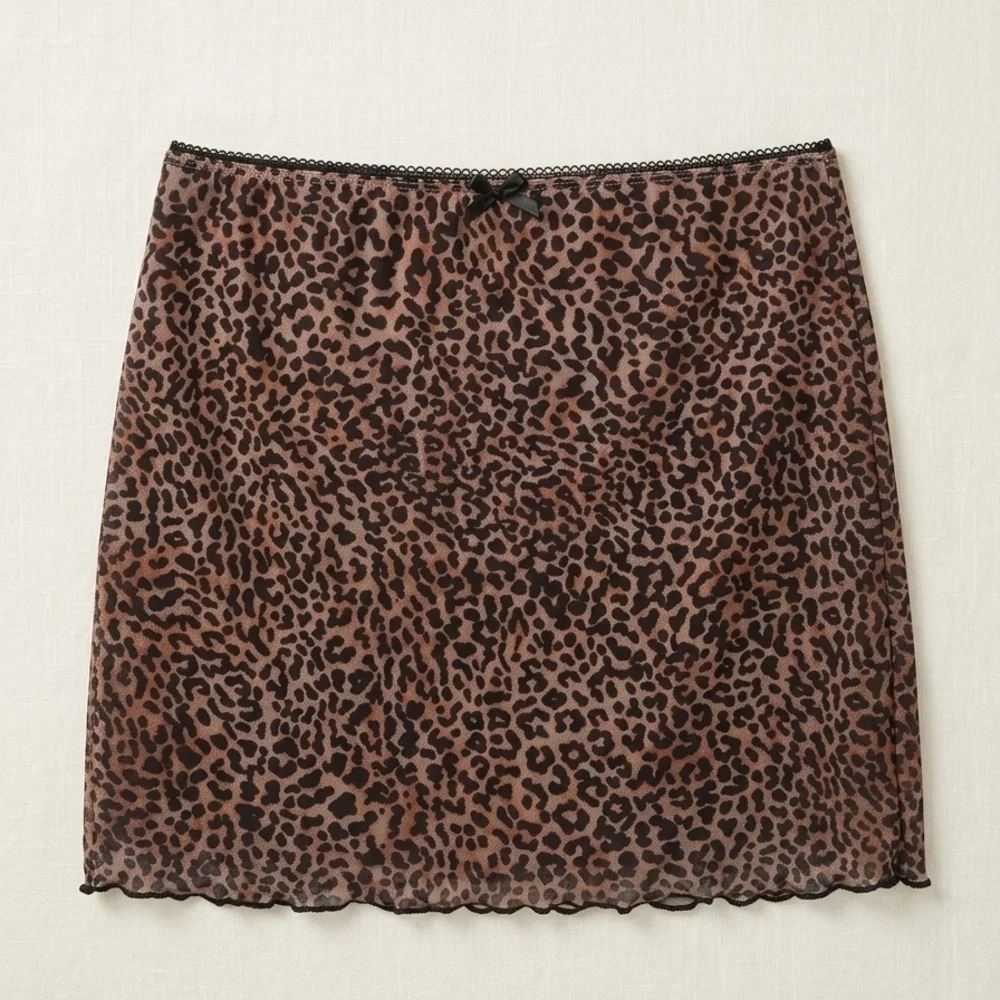 SHEIN Brown Animal Print Mini Skirt
